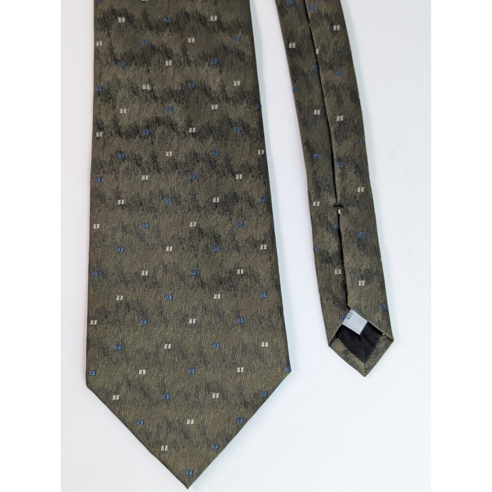 Embassy Row Silk Tie Green Wavy Pattern Men Necktie USA